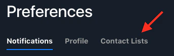 The Contact Lists tab in Preferences