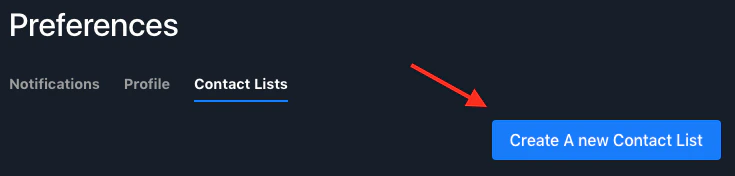 The Create A new Contact List button
