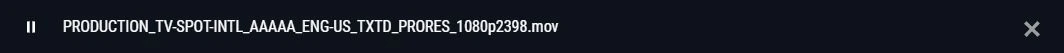 A file row showing a download in progress with pause and cancel controls