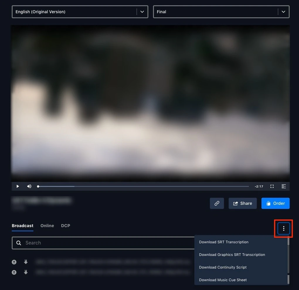 The overflow menu beneath an asset's preview
