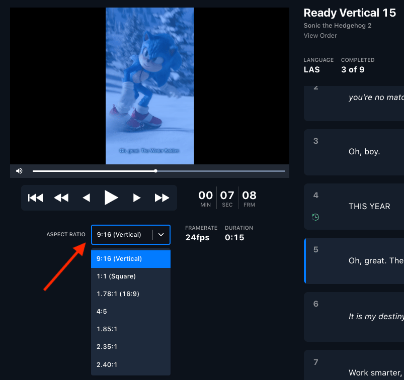The Translation Tool for entering subtitle text