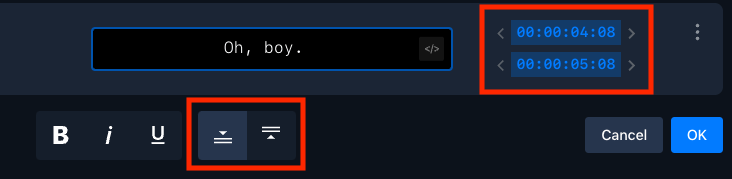Adjusting subtitle timing and position with the aspect-ratio dropdown