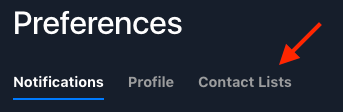 The Contact Lists tab in Preferences