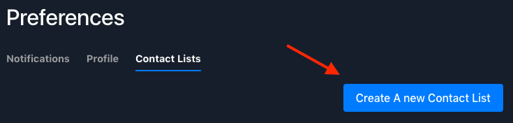 The Create A new Contact List button