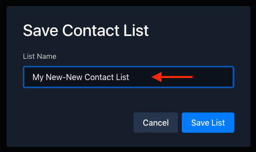 The Save Contact List dialog