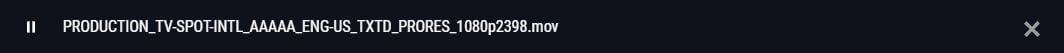A file row showing a download in progress with pause and cancel controls