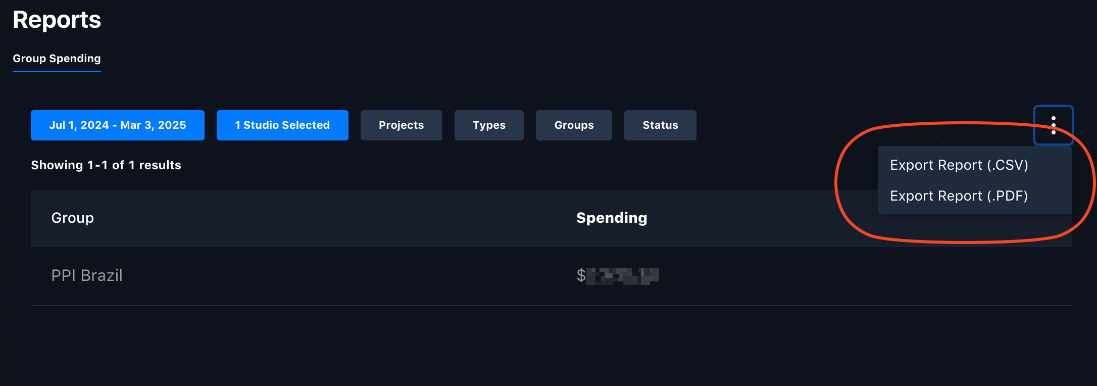 Exporting the Group Spending report