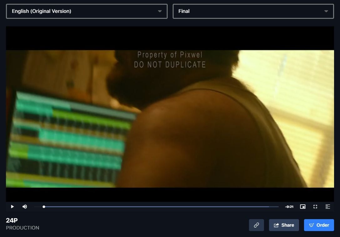 The Share button below an asset preview