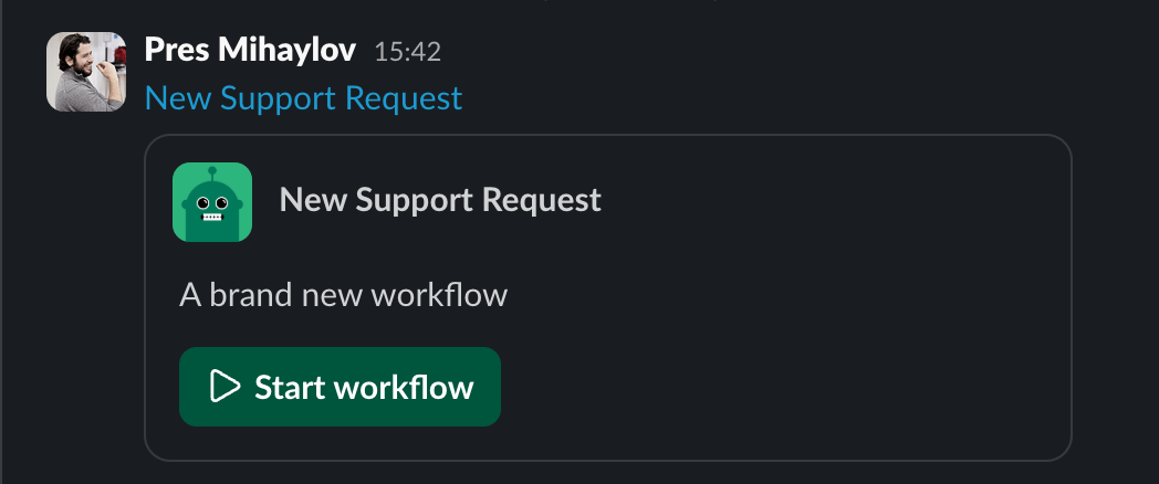 Slack workflow forms, step 2