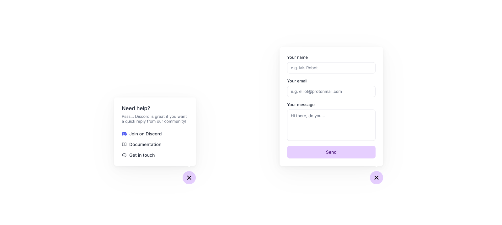 Floating contact form in Plain
