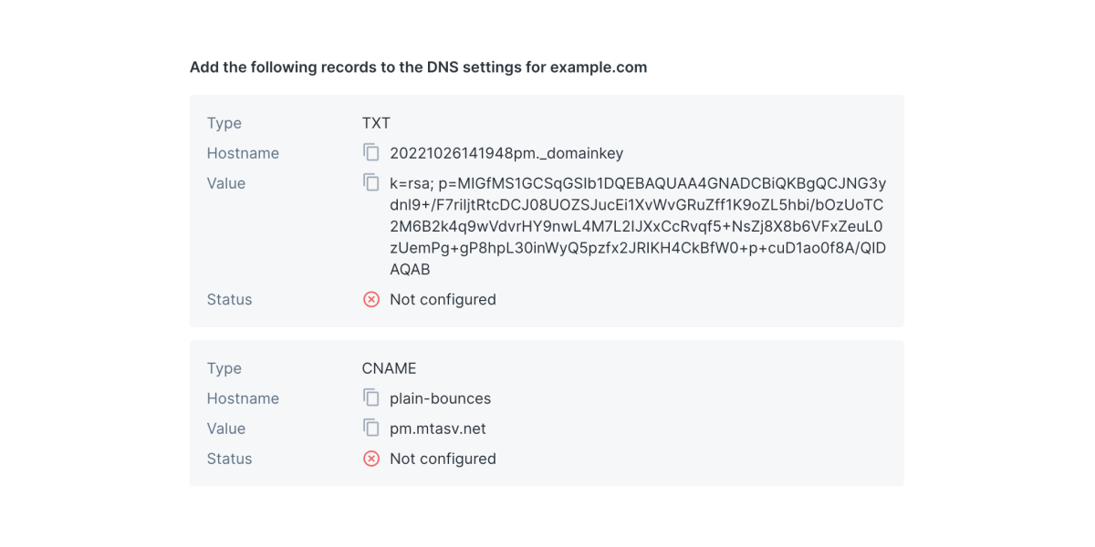Set up email sending (DNS records): setup