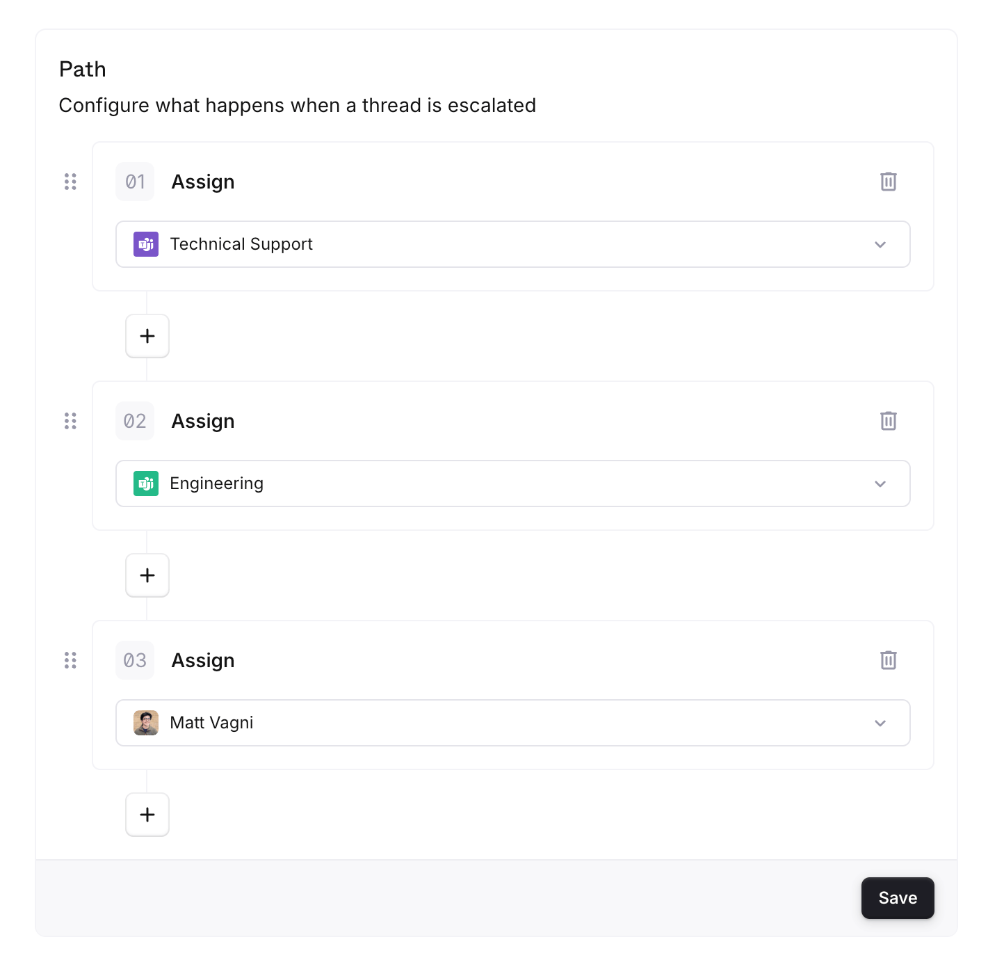 Adding an escalation path in Plain