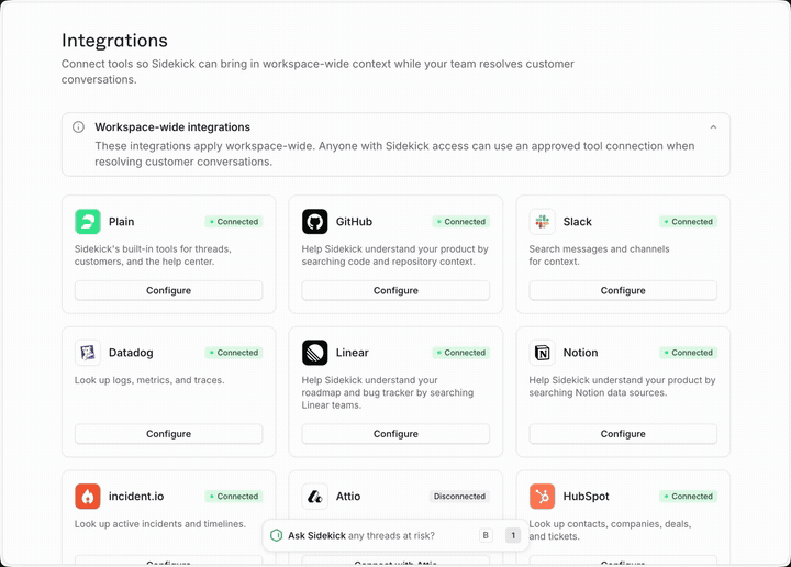 How to connect an integration in Plain