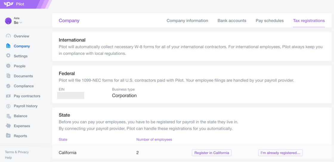 Hire employees with automated state tax registrations