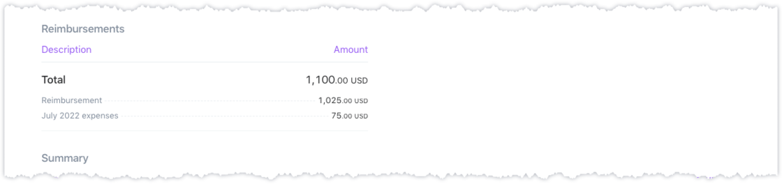 Expense details in contractor earning statements