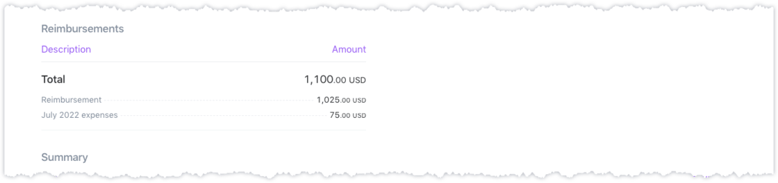 Expense details in contractor earning statements