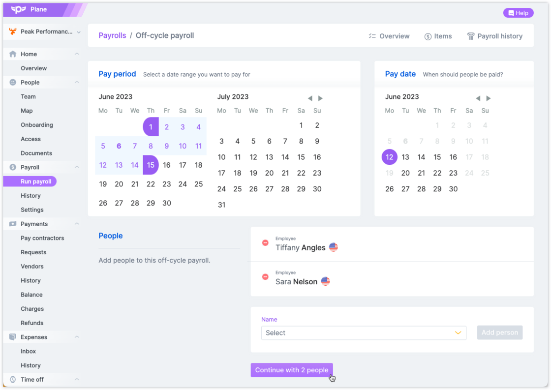 Off-cycle payroll