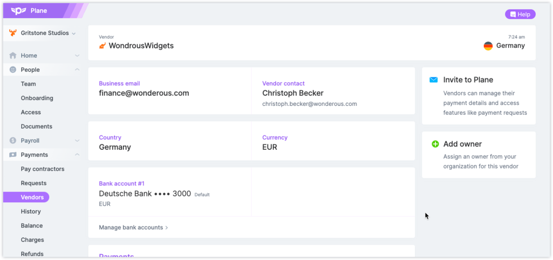 Streamlined vendor management
