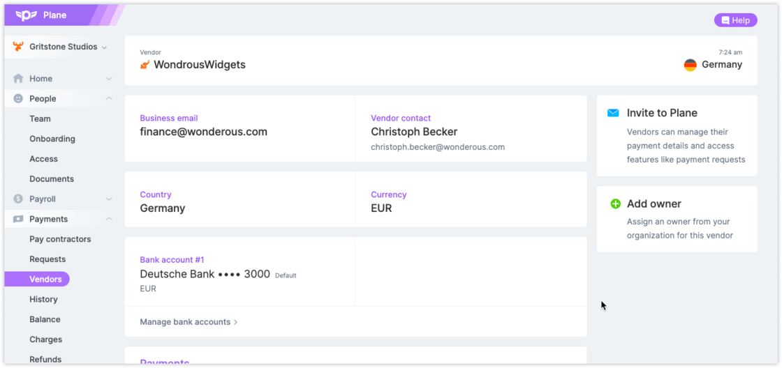 Streamlined vendor management