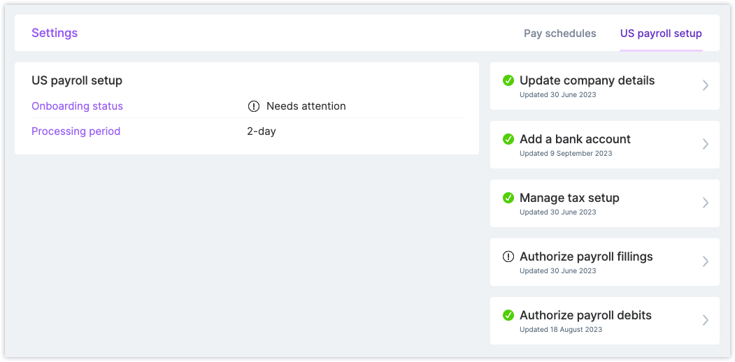Improvements for US payroll bank account setup