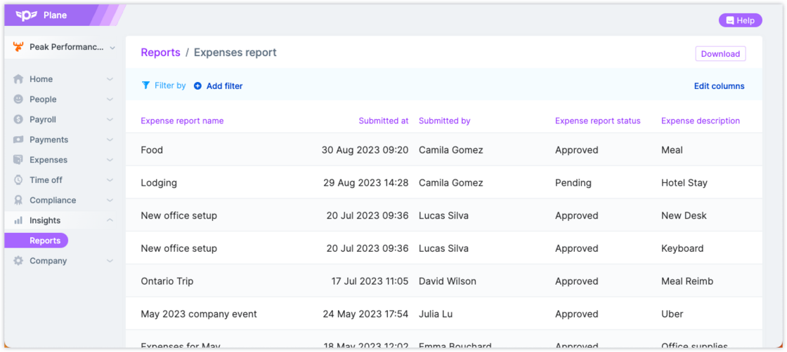 Improved expense reporting