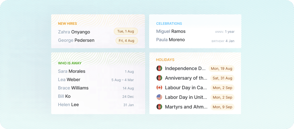 View upcoming calendar events and milestones on your dashboard