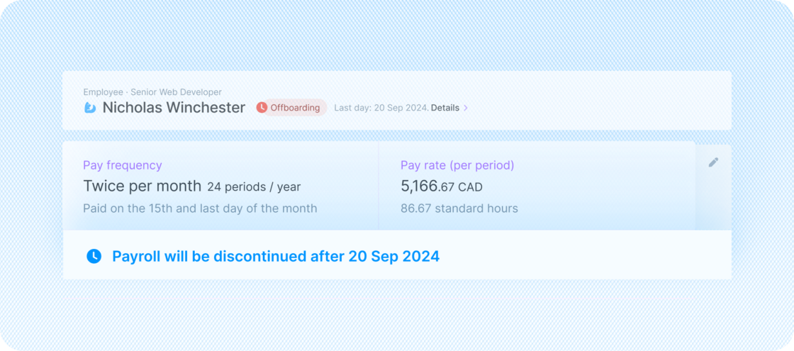 Payroll auto-stops for terminations