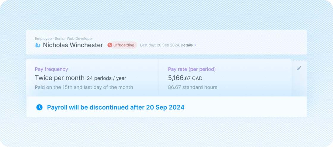 Payroll auto-stops for terminations