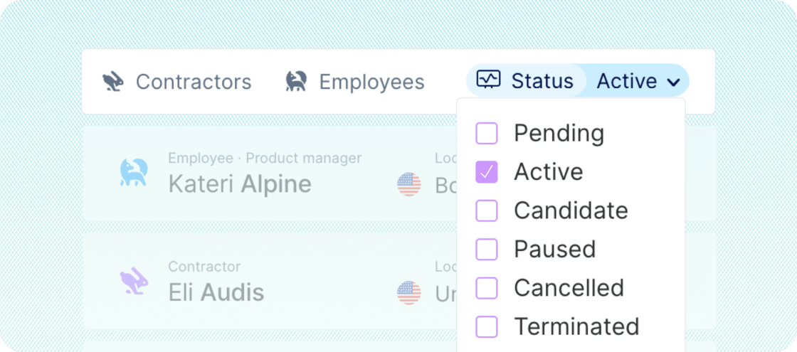 Find team members using quick filters