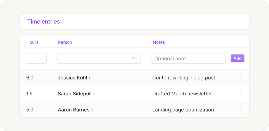 Easily log time with time tracking
