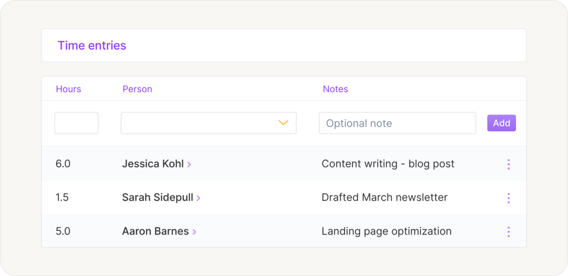 Easily log time with time tracking