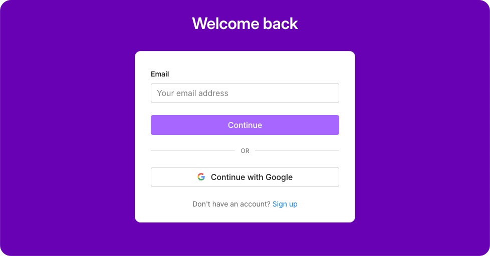 Sign in with Google for faster access