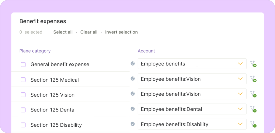 More detailed benefit mappings to fit your accounting needs