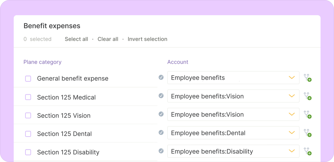 More detailed benefit mappings to fit your accounting needs