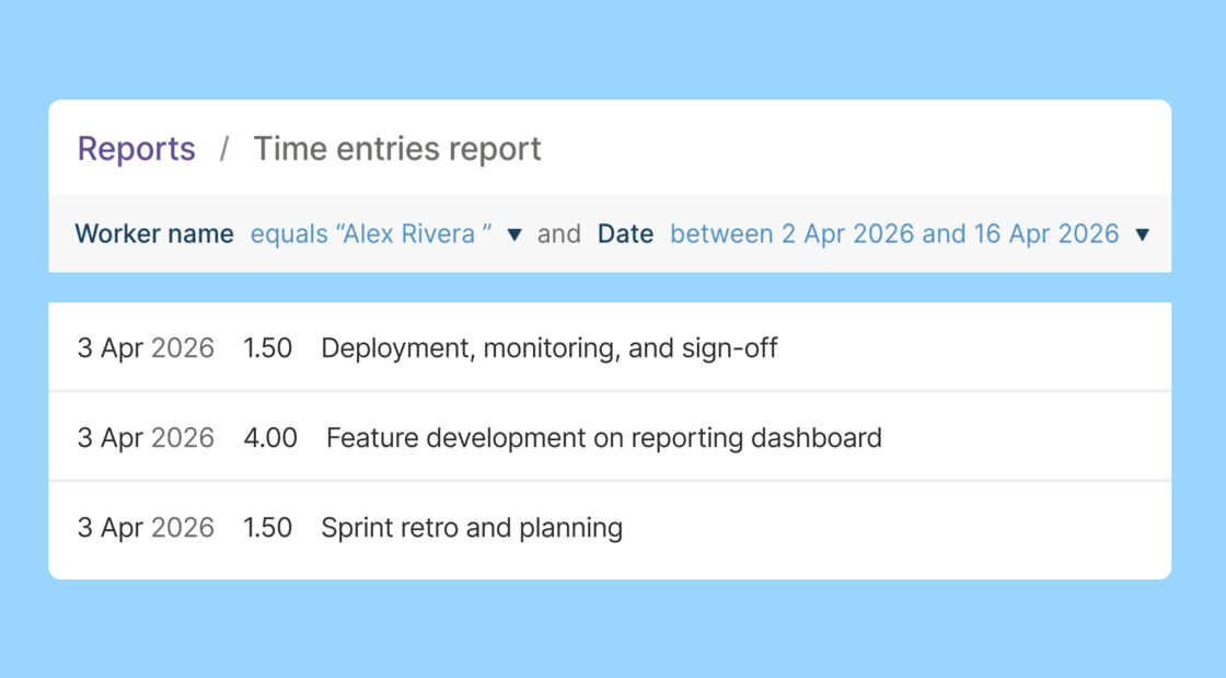 New time entries reports: one for admins, one for team members