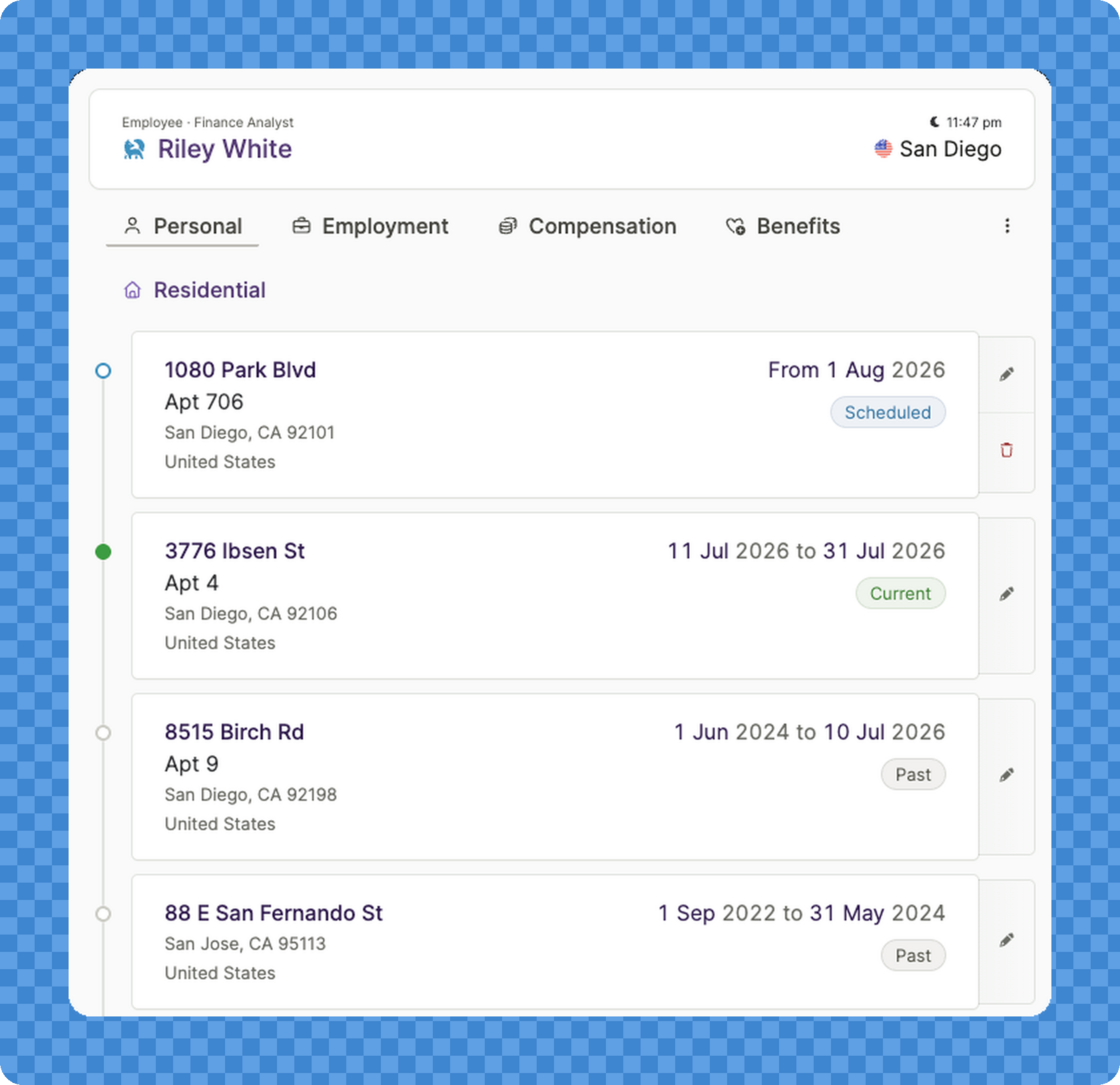 Address changes now have a timeline: schedule moves and record past moves
