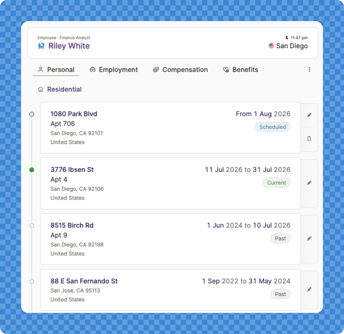 Address changes now have a timeline: schedule moves and record past moves