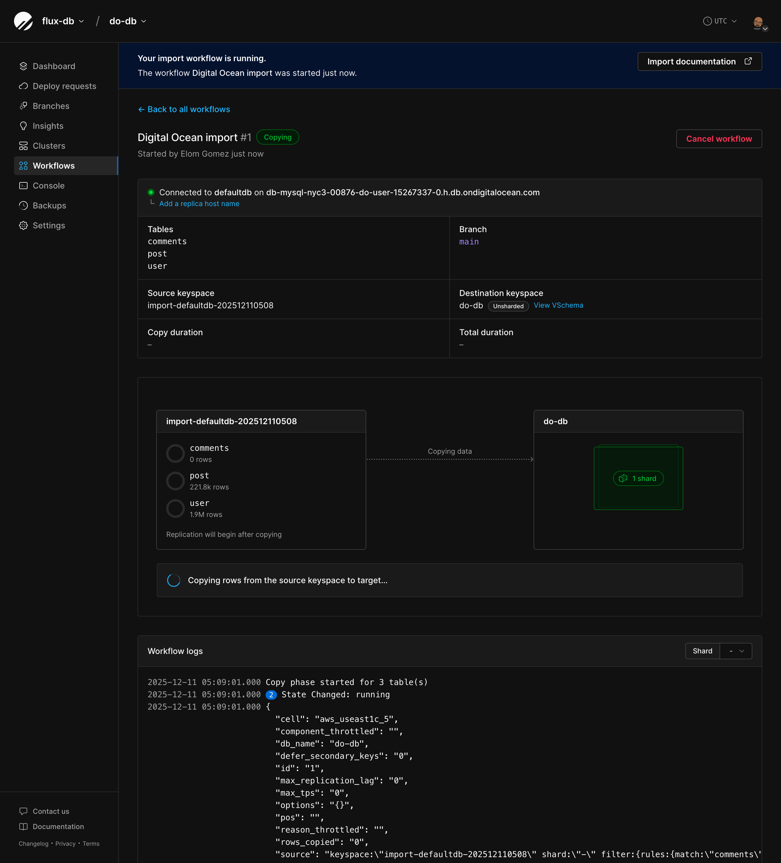 The visual replication flow with progress indicators.