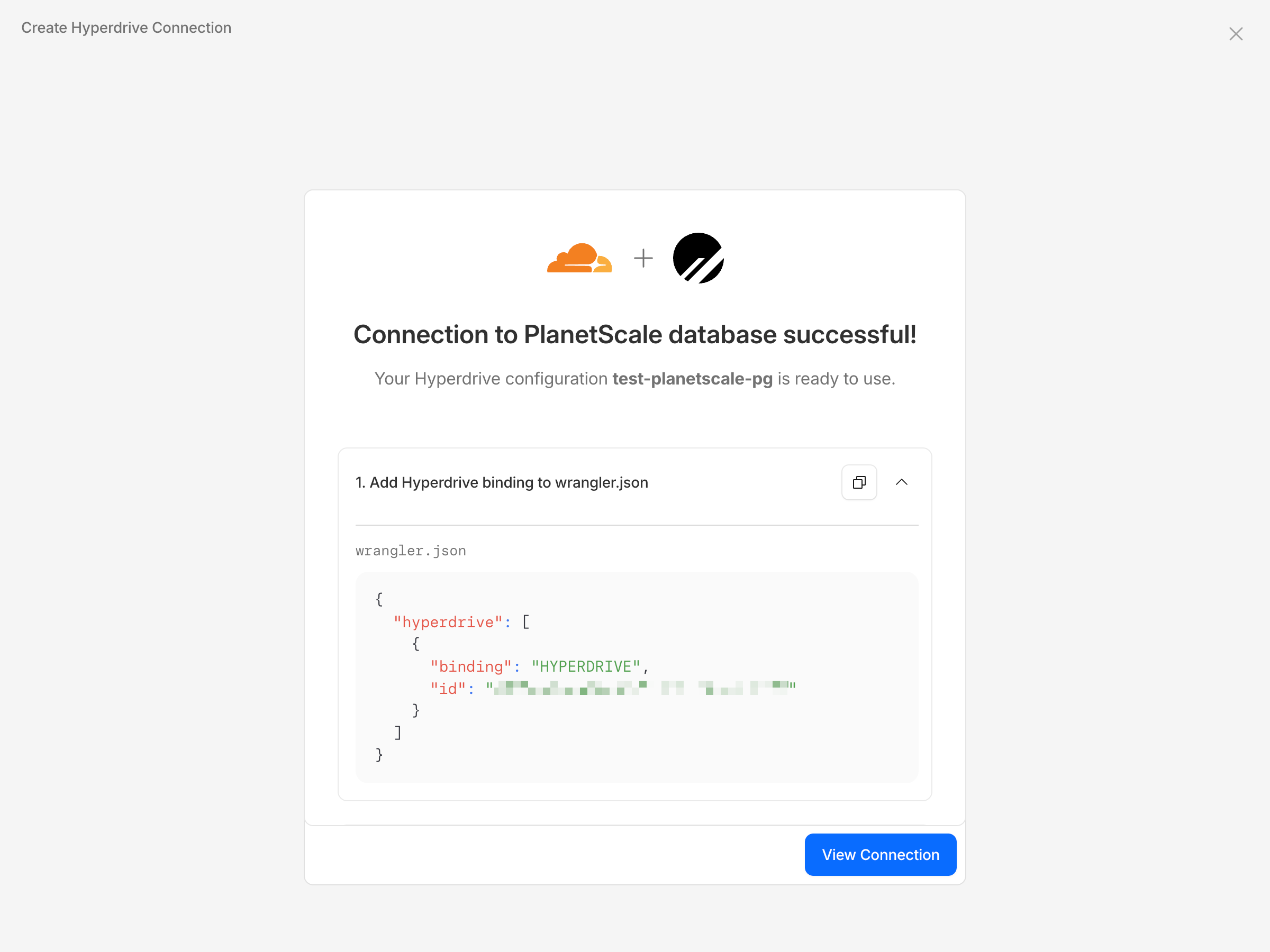 PlanetScale Cloudflare integration wizard - step 7