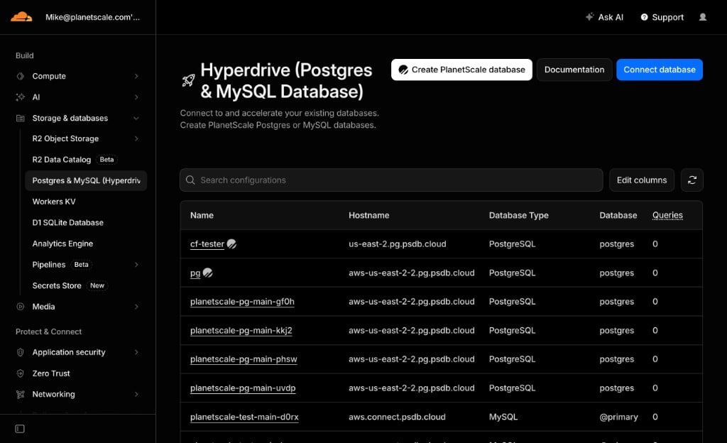 Create a PlanetScale database from the Cloudflare dashboard