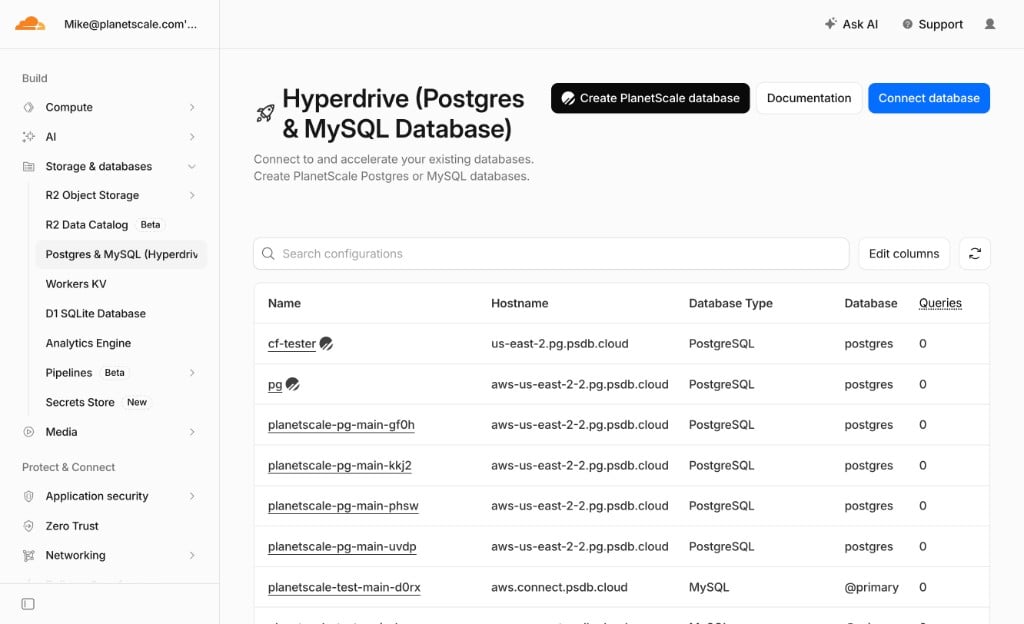 Create a PlanetScale database from the Cloudflare dashboard