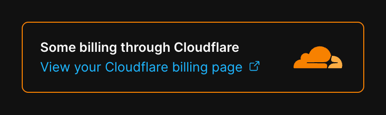 PlanetScale billing page showing some billing through Cloudflare