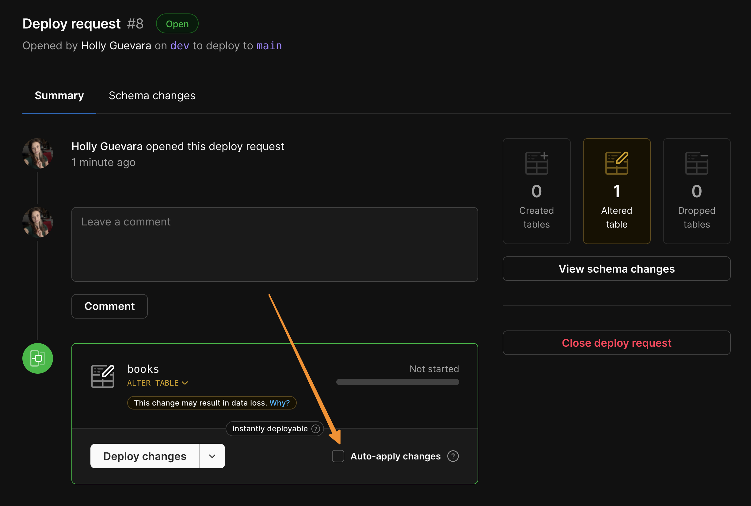 Deploy requests - PlanetScale
