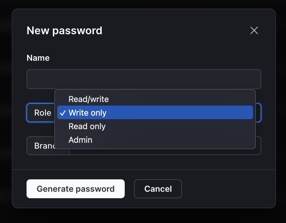 PlanetScale password roles priority