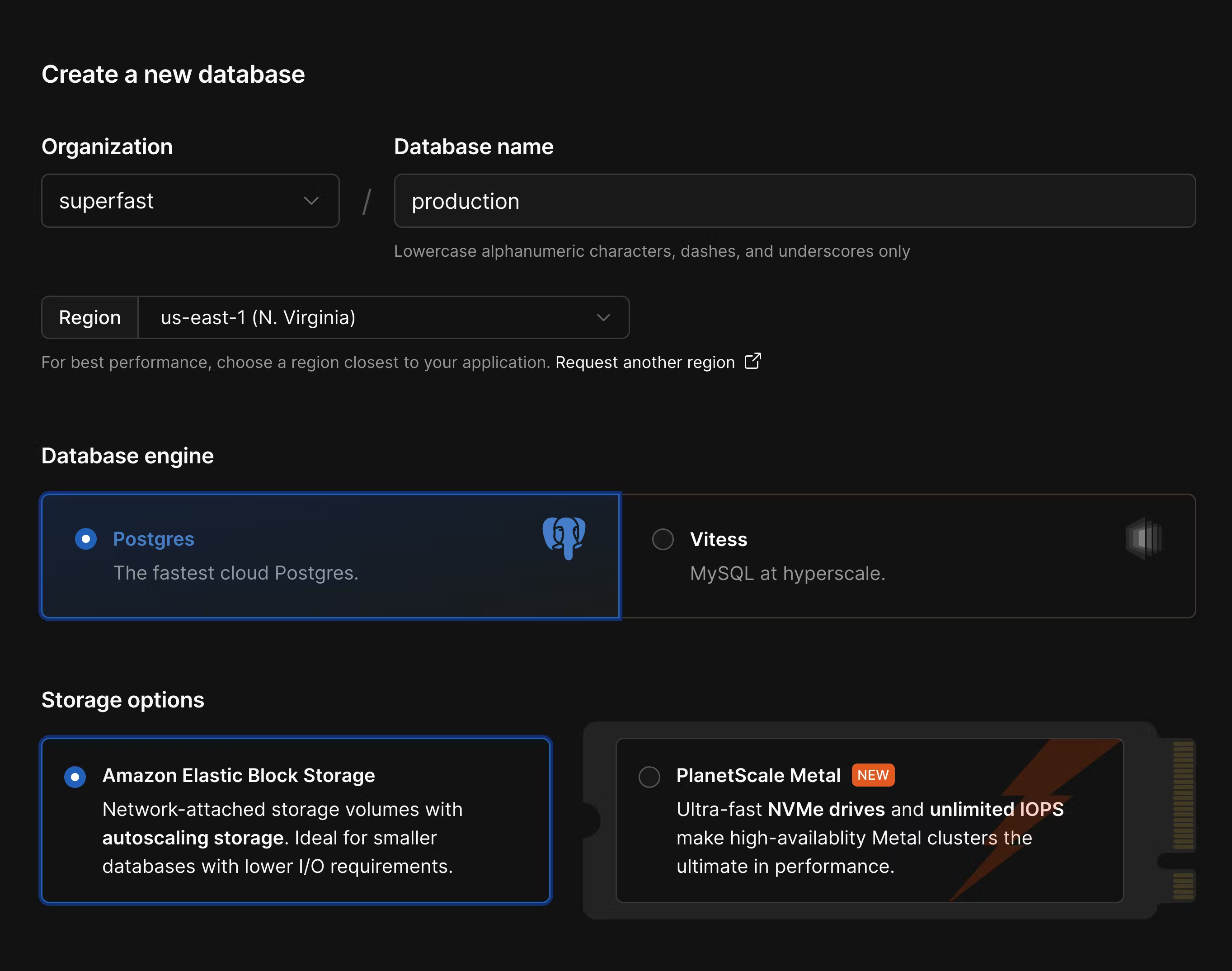 Create a new PlanetScale Postgres database