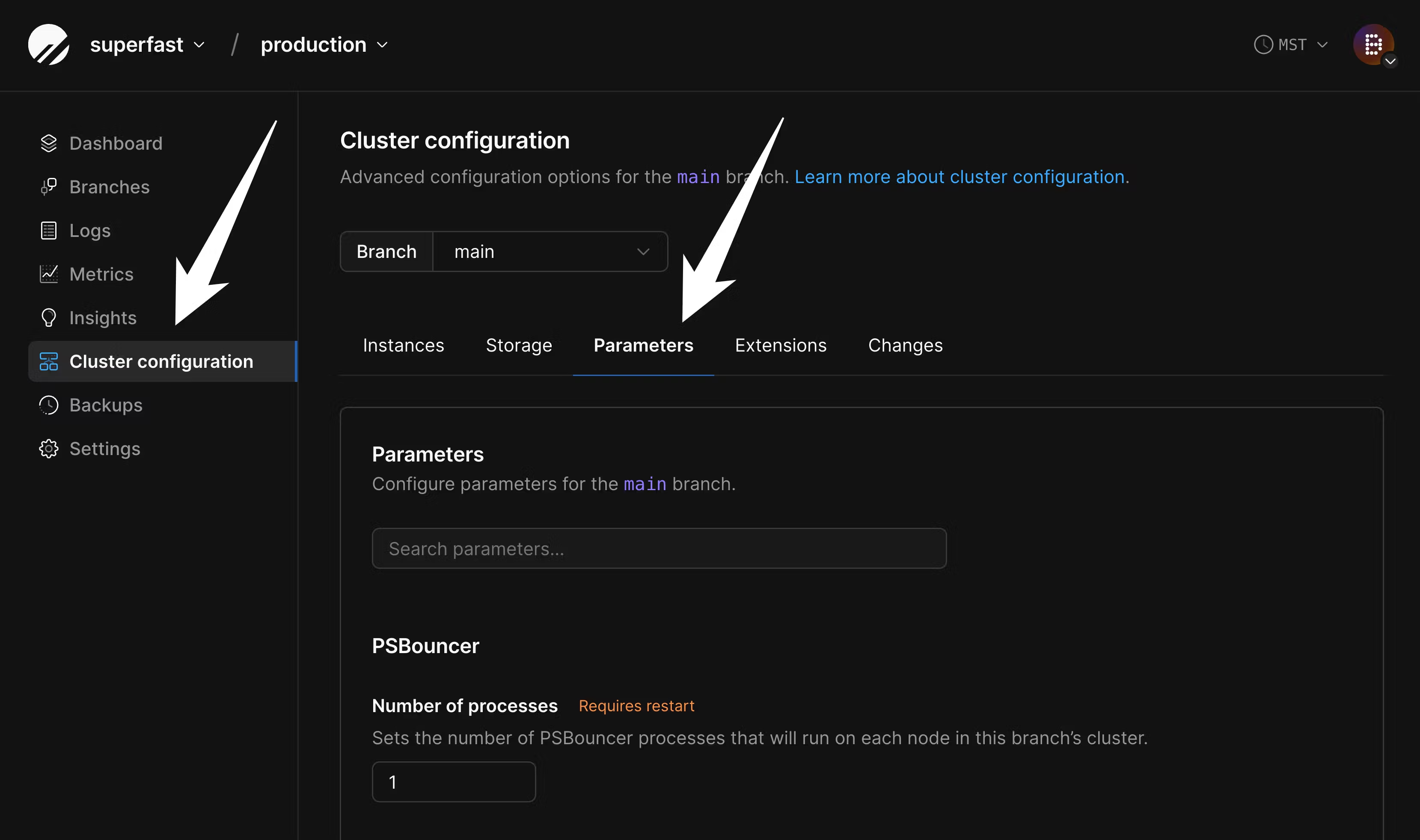Configure parameters
