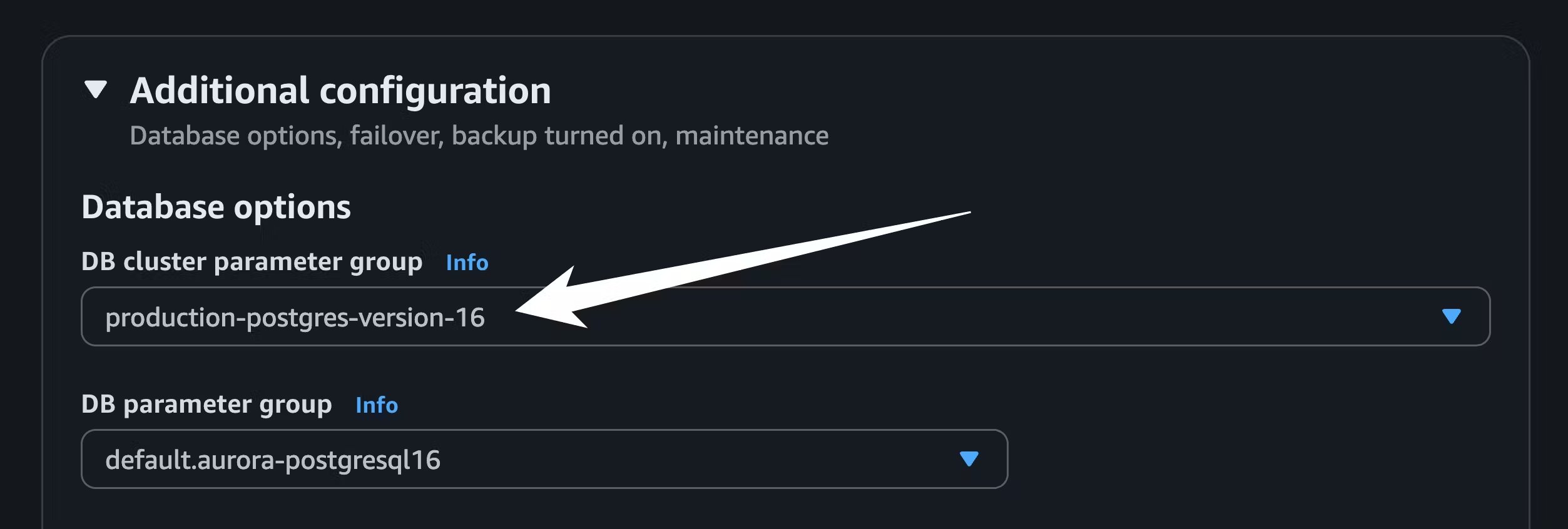 Set parameter group for Aurora