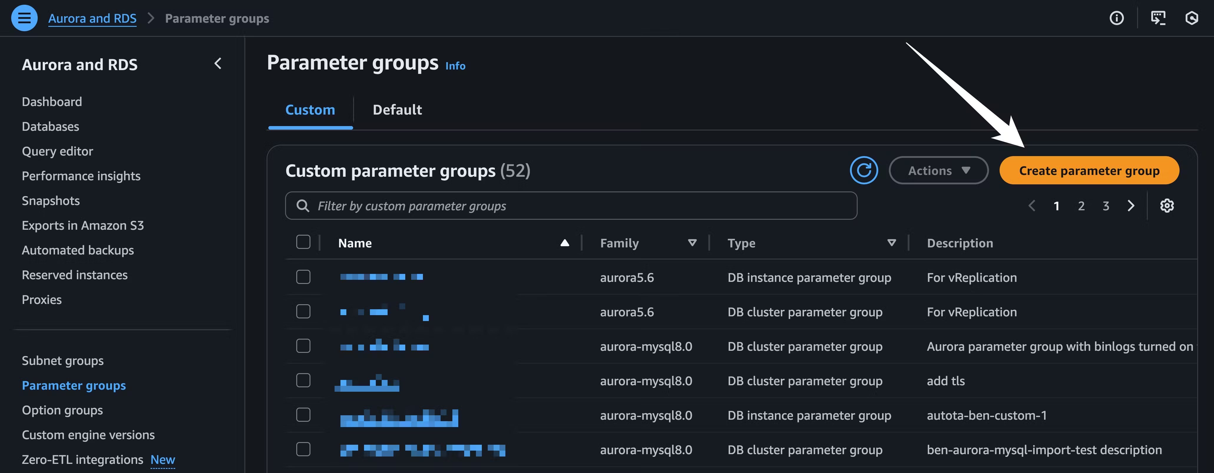 AWS parameter groups