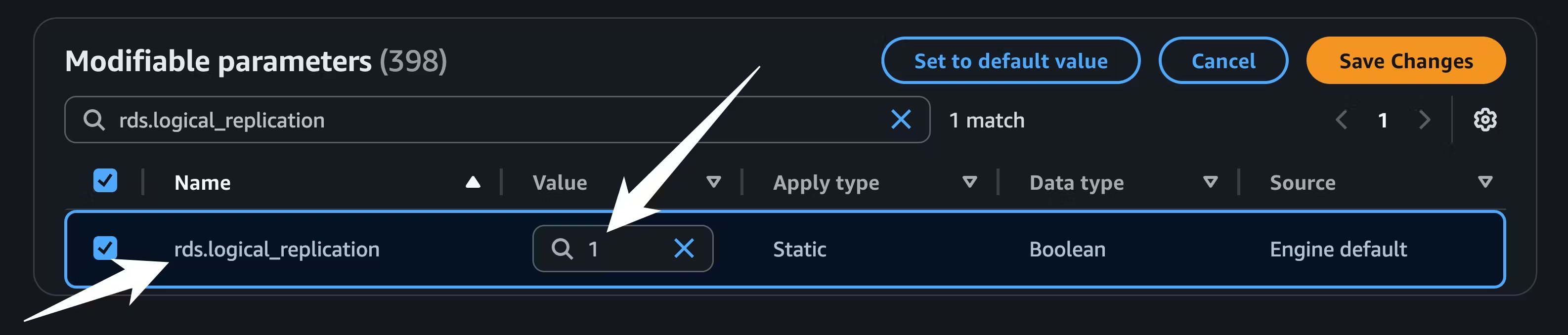 Logical replication parameter