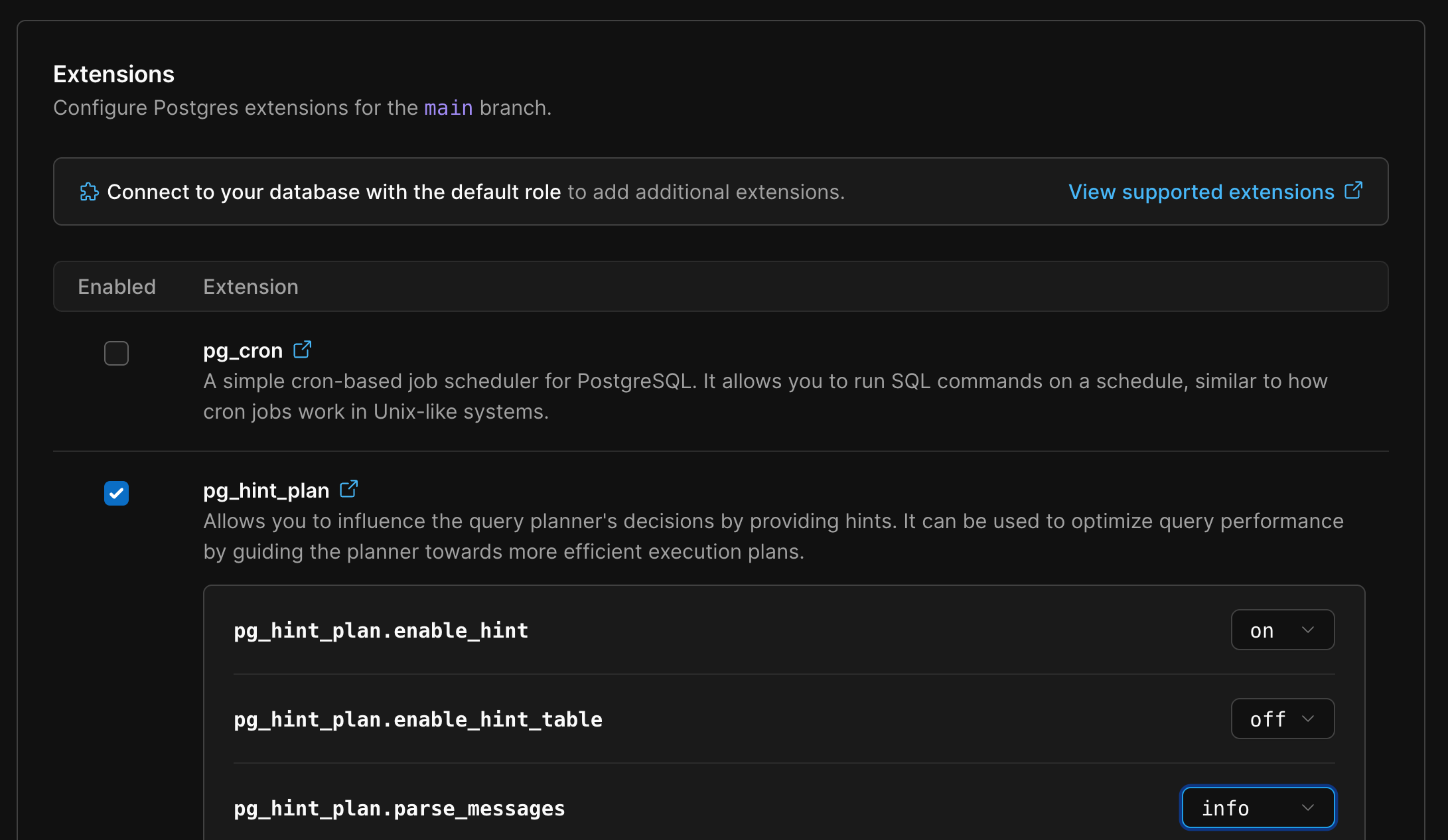 Configuring Extensions